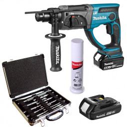 Аккумуляторный перфоратор Makita DHR202RX4 + смазки и набор буров