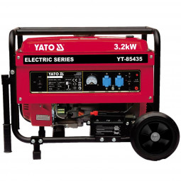 Генератор струму бензиновий YATO: P= 3.2 кВт, U= 230V AC і 12V DC, витрата- 1.45 л/г, бак- 15 л
